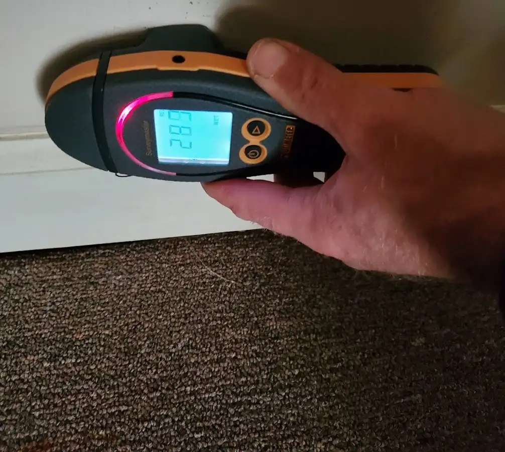 Moisture detection at baseboard during Burst Pipe Cleanup in Alamogordo